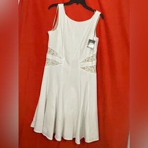 Fit & Flare White Lace Panel Dress